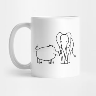 Pig and Elephant Line Drawing Mug